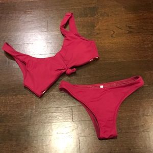 Two piece cheeky bikini in maroon !